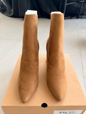 Women's Pointed Toe Brown Suede Ankle Boots